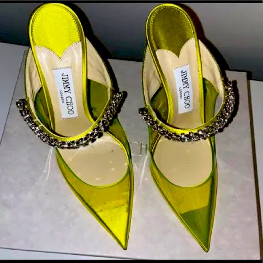 Jimmy choo Yellow PVC Bing 100 Heels